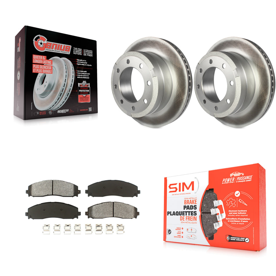 Rear Coated Disc Brake Rotors And Semi-Metallic Pads Kit For Ford F-250 Super Duty F-350 KGS-101219