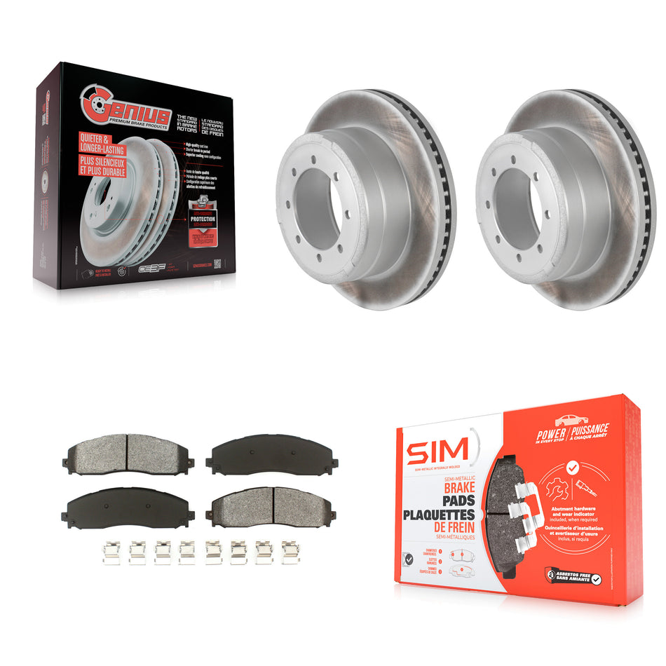 Rear Coated Disc Brake Rotors And Semi-Metallic Pads Kit For Ford F-250 Super Duty F-350 F-450 KGS-101220