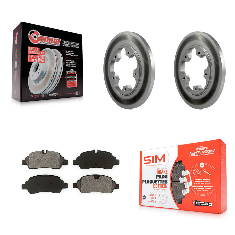 Rear Coated Disc Brake Rotors And Semi-Metallic Pads Kit For Ford Transit-250 Transit-350 Transit-150 HD With 5 Lug Wheels KGS-101221