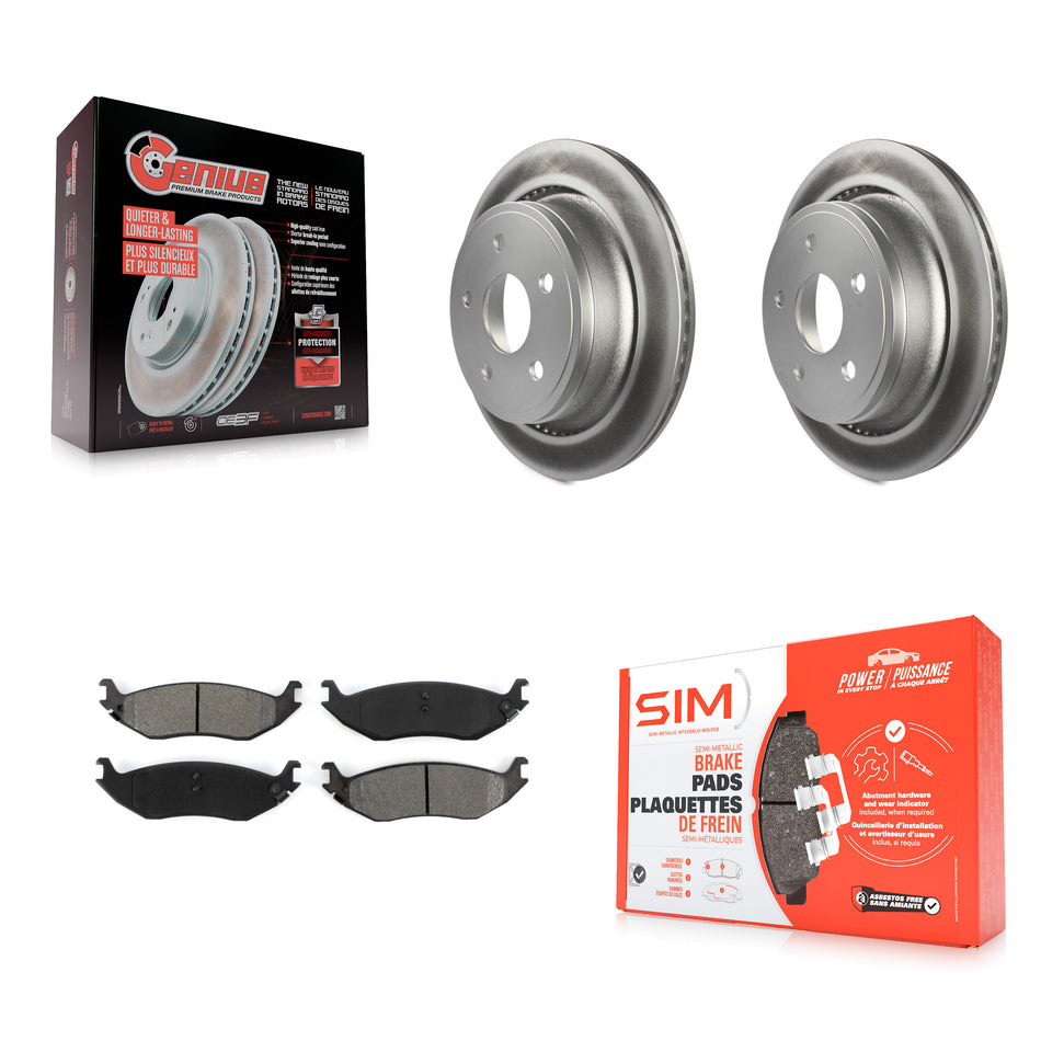 Rear Coated Disc Brake Rotors And Semi-Metallic Pads Kit For Dodge Ram 1500 KGS-101230