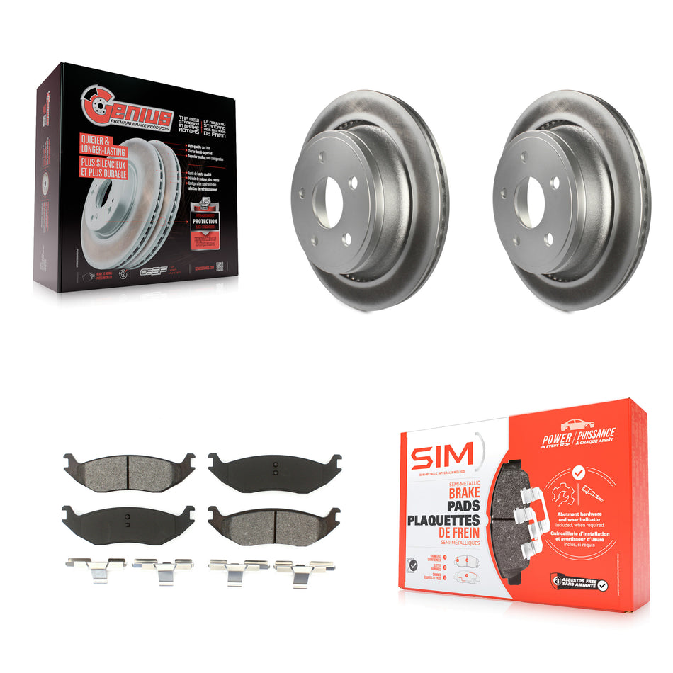 Rear Coated Disc Brake Rotors And Semi-Metallic Pads Kit For Ram 1500 Dodge Durango Classic Chrysler Aspen KGS-101231