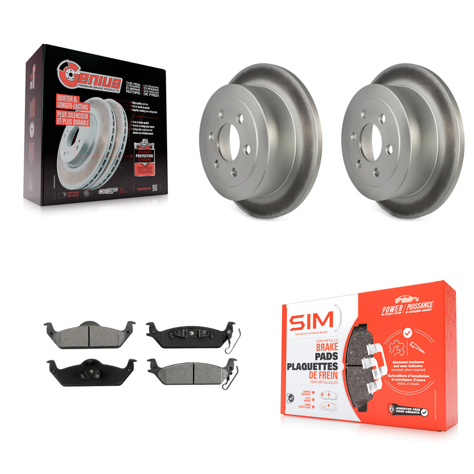 Rear Coated Disc Brake Rotors And Semi-Metallic Pads Kit For 2003-2004 Dodge Dakota KGS-101234