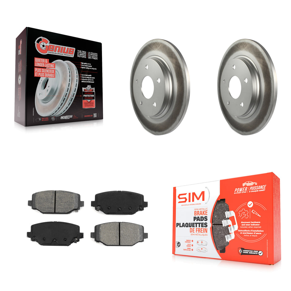Rear Coated Disc Brake Rotors And Semi-Metallic Pads Kit For 2017-2018 Dodge Grand Caravan With Single Piston Front Caliper KGS-101250