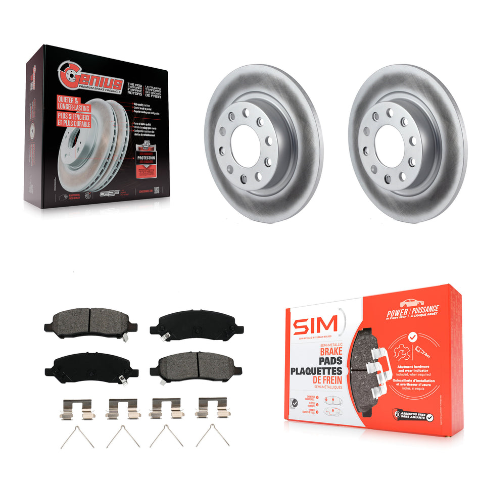 Rear Coated Disc Brake Rotors And Semi-Metallic Pads Kit For 2013-2016 Dodge Dart KGS-101258