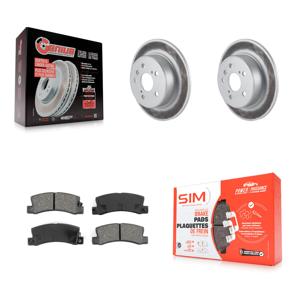 Rear Coated Disc Brake Rotors And Semi-Metallic Pads Kit For 1999-2003 Lexus RX300 AWD KGS-101289