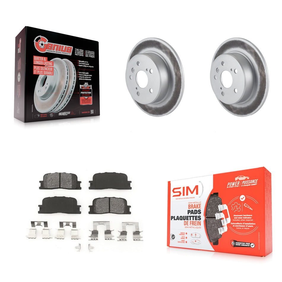 Rear Coated Disc Brake Rotors And Semi-Metallic Pads Kit For 2001-2003 Toyota Highlander AWD KGS-101290