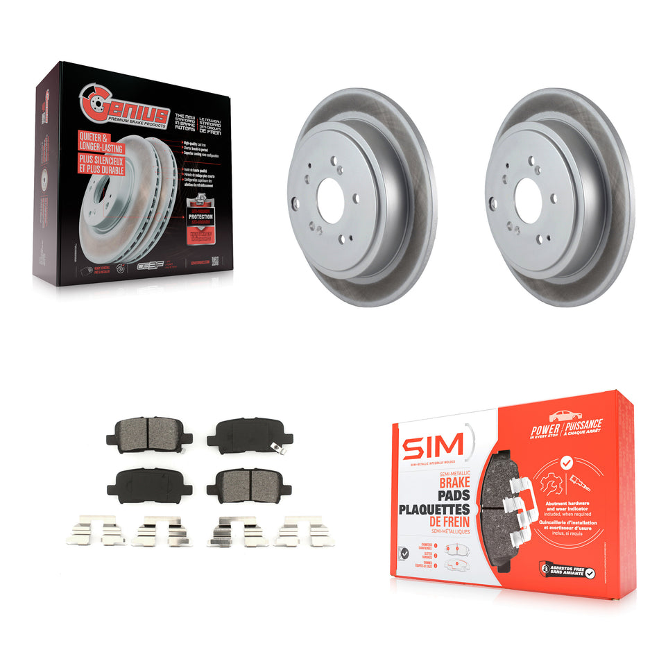 Rear Coated Disc Brake Rotors And Semi-Metallic Pads Kit For Honda Pilot Acura MDX KGS-101299
