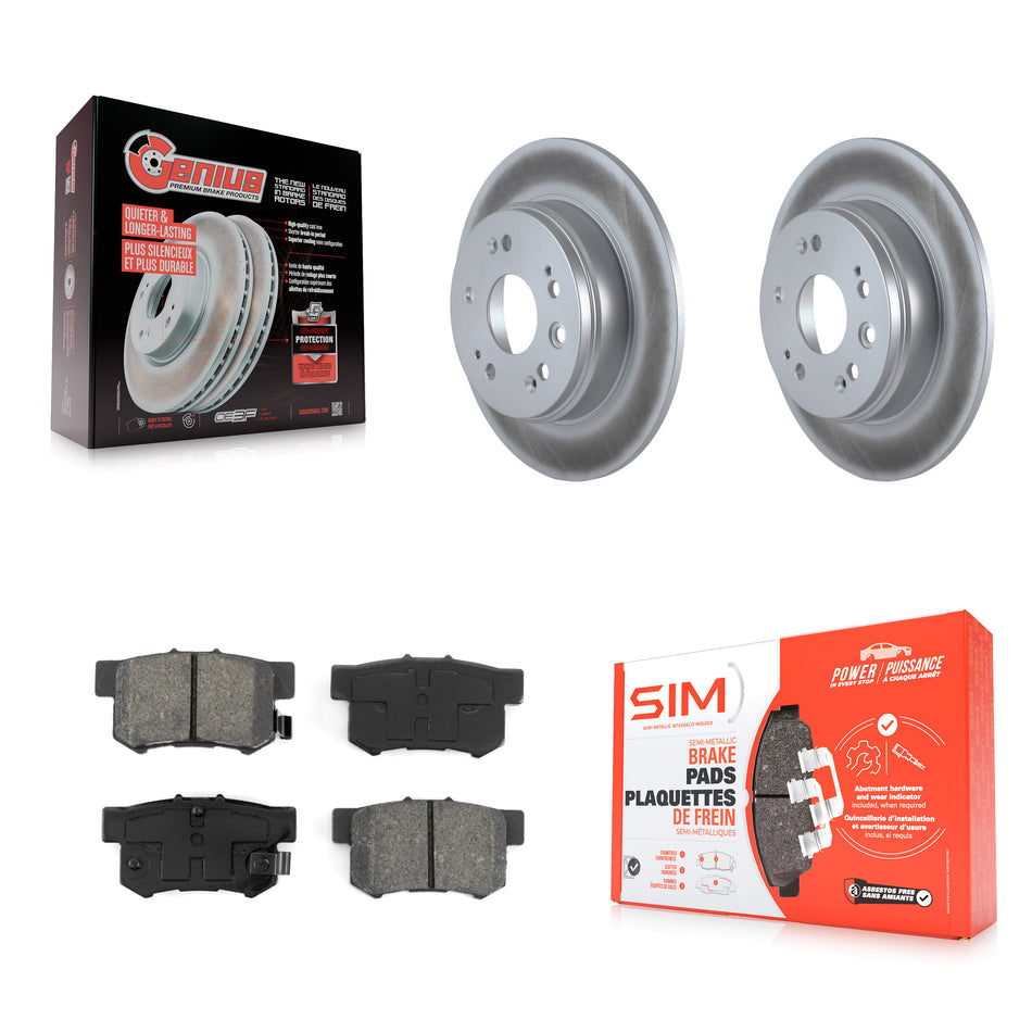 Rear Coated Disc Brake Rotors And Semi-Metallic Pads Kit For 2002-2004 Honda CR-V KGS-101303