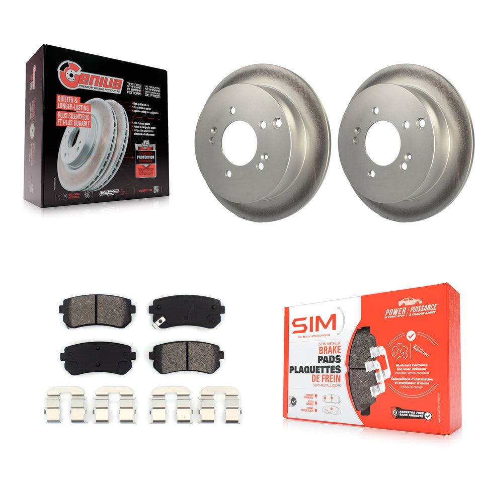 Rear Coated Disc Brake Rotors And Semi-Metallic Pads Kit For Hyundai Tucson Kia Sportage AWD KGS-101307