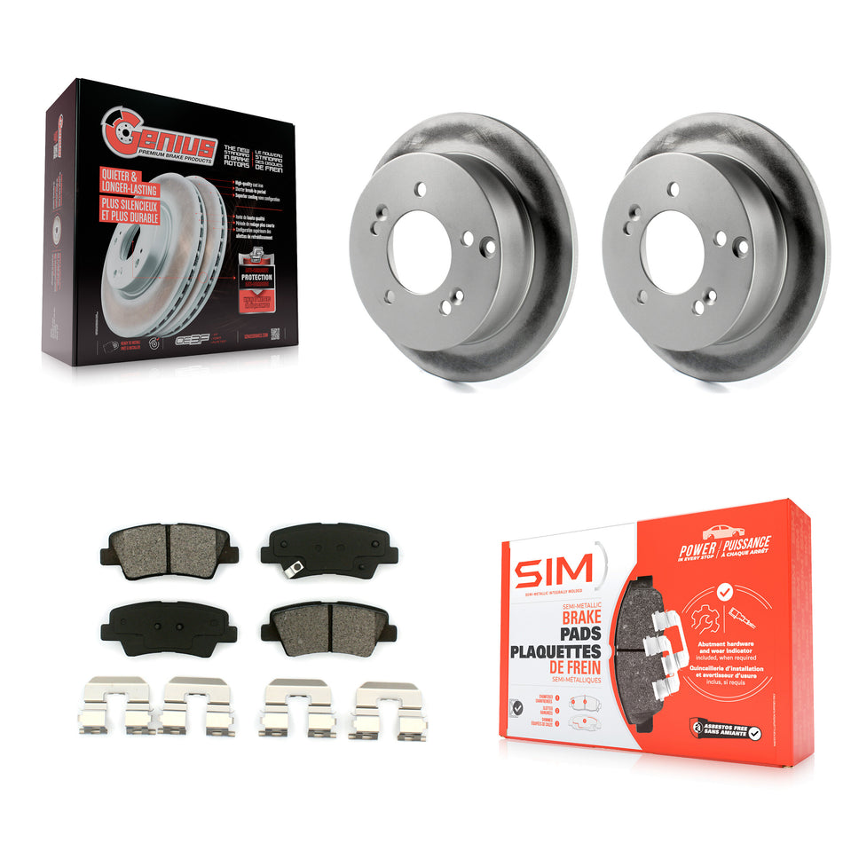 Rear Coated Disc Brake Rotors And Semi-Metallic Pads Kit For Hyundai Sonata 2.4L KGS-101310