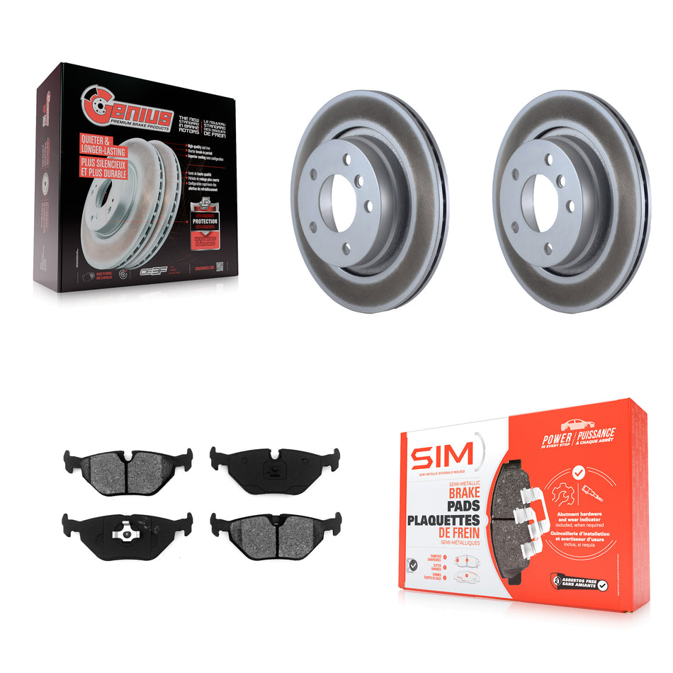 Rear Coated Disc Brake Rotors And Semi-Metallic Pads Kit For 1996-1997 BMW 328i With 294mm Diameter Rotor KGS-101315