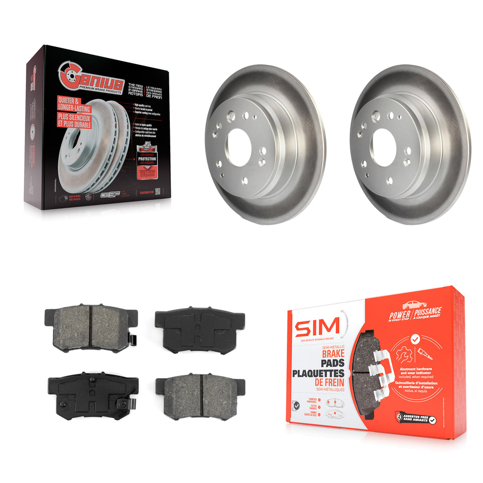 Rear Coated Disc Brake Rotors And Semi-Metallic Pads Kit For Acura TL Honda Element KGS-101318