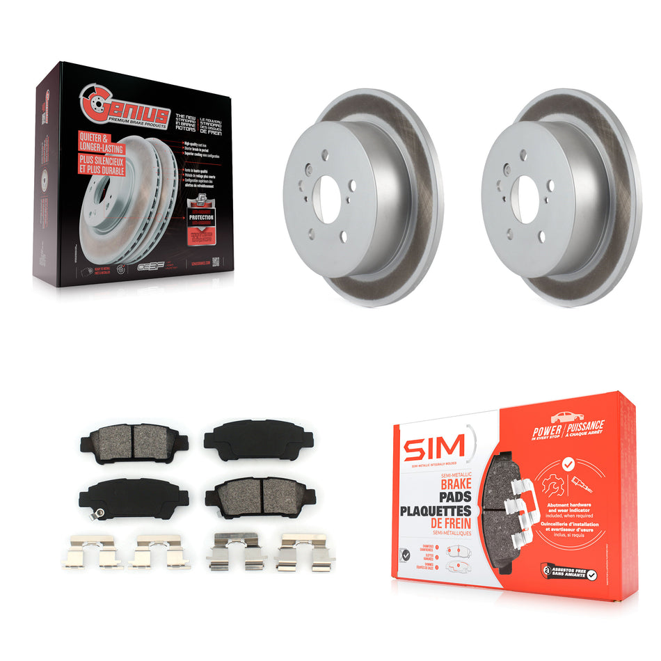 Rear Coated Disc Brake Rotors And Semi-Metallic Pads Kit For 2004-2010 Toyota Sienna KGS-101333