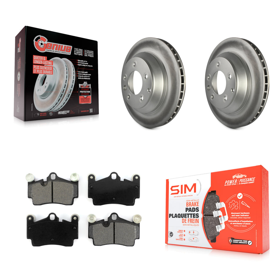 Rear Coated Disc Brake Rotors And Semi-Metallic Pads Kit For Audi Q7 Porsche Cayenne Volkswagen Touareg KGS-101335