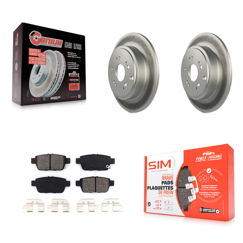 Rear Coated Disc Brake Rotors And Semi-Metallic Pads Kit For 2006-2014 Honda Ridgeline KGS-101355