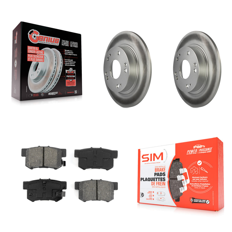 Rear Coated Disc Brake Rotors And Semi-Metallic Pads Kit For Honda Civic Acura ILX CSX KGS-101364