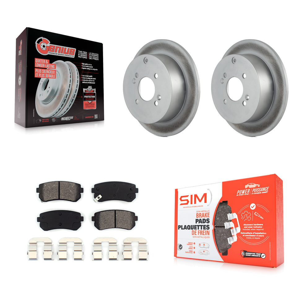 Rear Coated Disc Brake Rotors And Semi-Metallic Pads Kit For 2006-2010 Hyundai Accent Kia Rio Rio5 KGS-101367