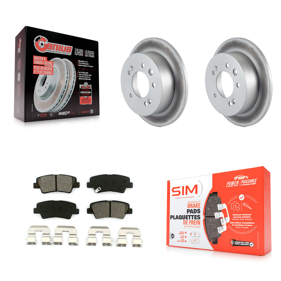 Rear Coated Disc Brake Rotors And Semi-Metallic Pads Kit For 2010 Hyundai Elantra Sedan From 03 23 10 KGS-101395