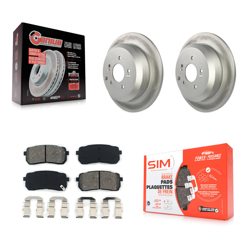 Rear Coated Disc Brake Rotors And Semi-Metallic Pads Kit For 2007-2012 Hyundai Veracruz KGS-101410