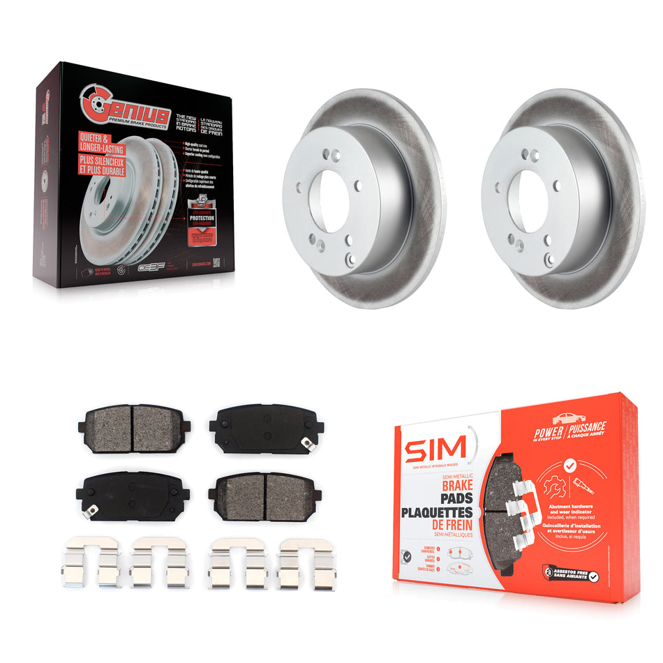 Rear Coated Disc Brake Rotors And Semi-Metallic Pads Kit For 2007-2012 Kia Rondo KGS-101411