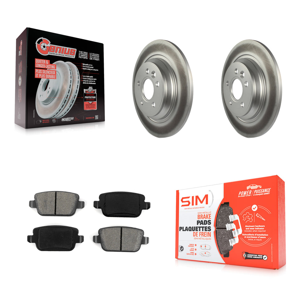 Rear Coated Disc Brake Rotors And Semi-Metallic Pads Kit For 2008-2011 Volvo S80 FWD With Electric Parking KGS-101415