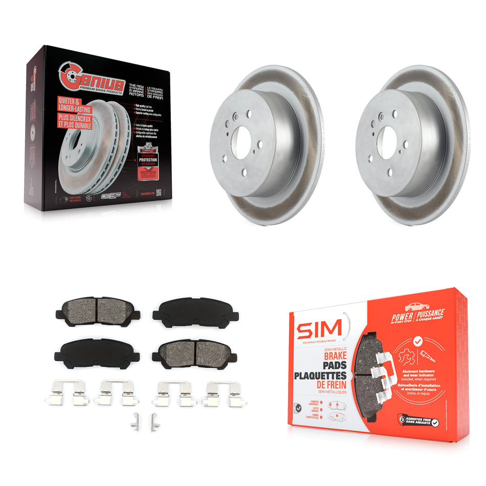 Rear Coated Disc Brake Rotors And Semi-Metallic Pads Kit For 2008-2013 Toyota Highlander KGS-101418