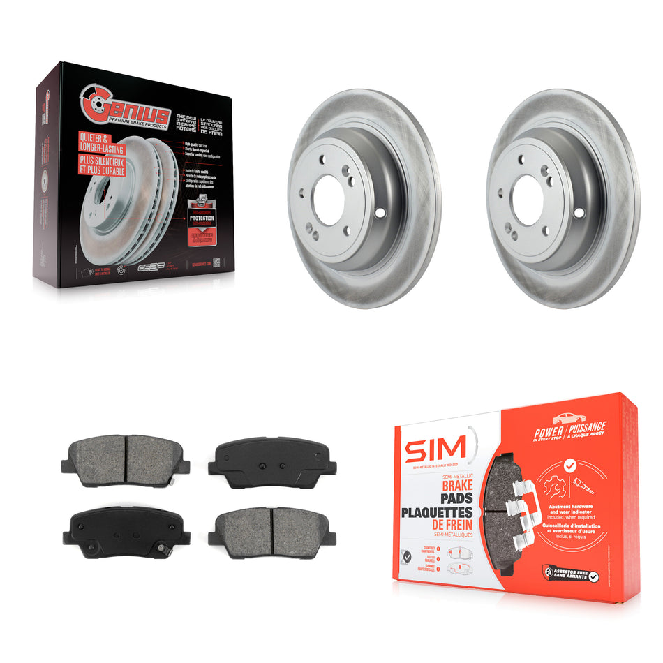 Rear Coated Disc Brake Rotors And Semi-Metallic Pads Kit For Hyundai Genesis KGS-101431