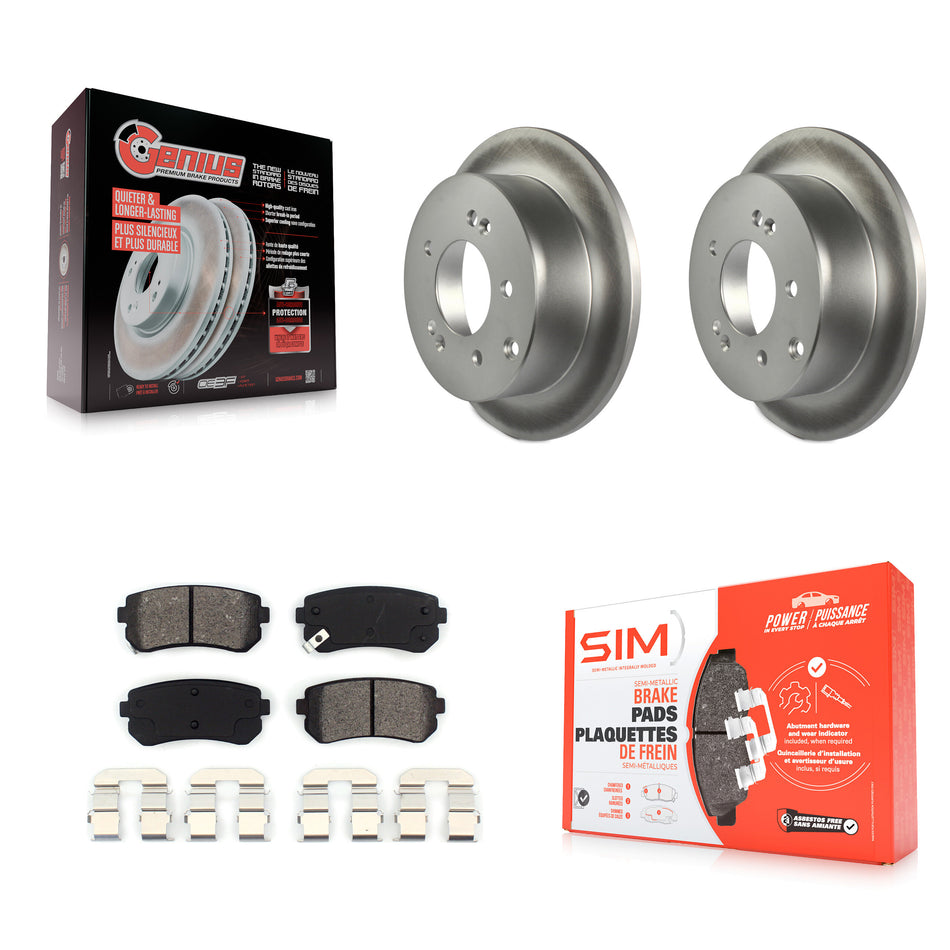 Rear Coated Disc Brake Rotors And Semi-Metallic Pads Kit For Kia Forte Koup Forte5 KGS-101438