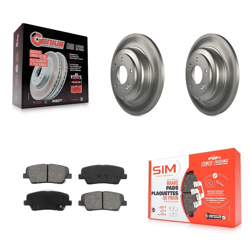 Rear Coated Disc Brake Rotors And Semi-Metallic Pads Kit For Hyundai Genesis Coupe KGS-101442