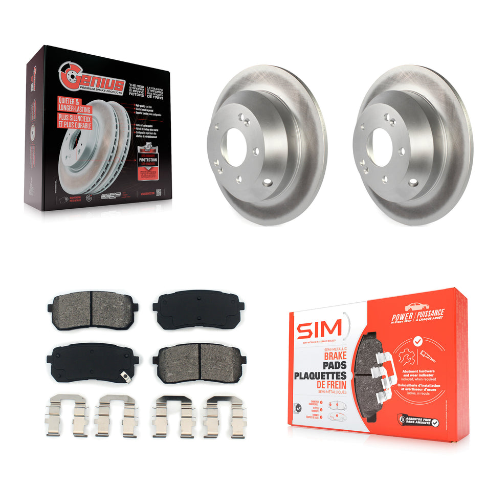 Rear Coated Disc Brake Rotors And Semi-Metallic Pads Kit For 2015-2019 Kia Sedona KGS-101446