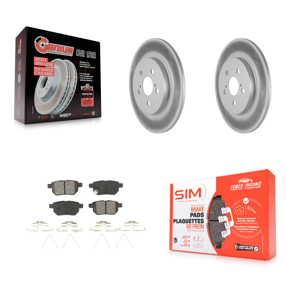 Rear Coated Disc Brake Rotors And Semi-Metallic Pads Kit For Lexus CT200h KGS-101461