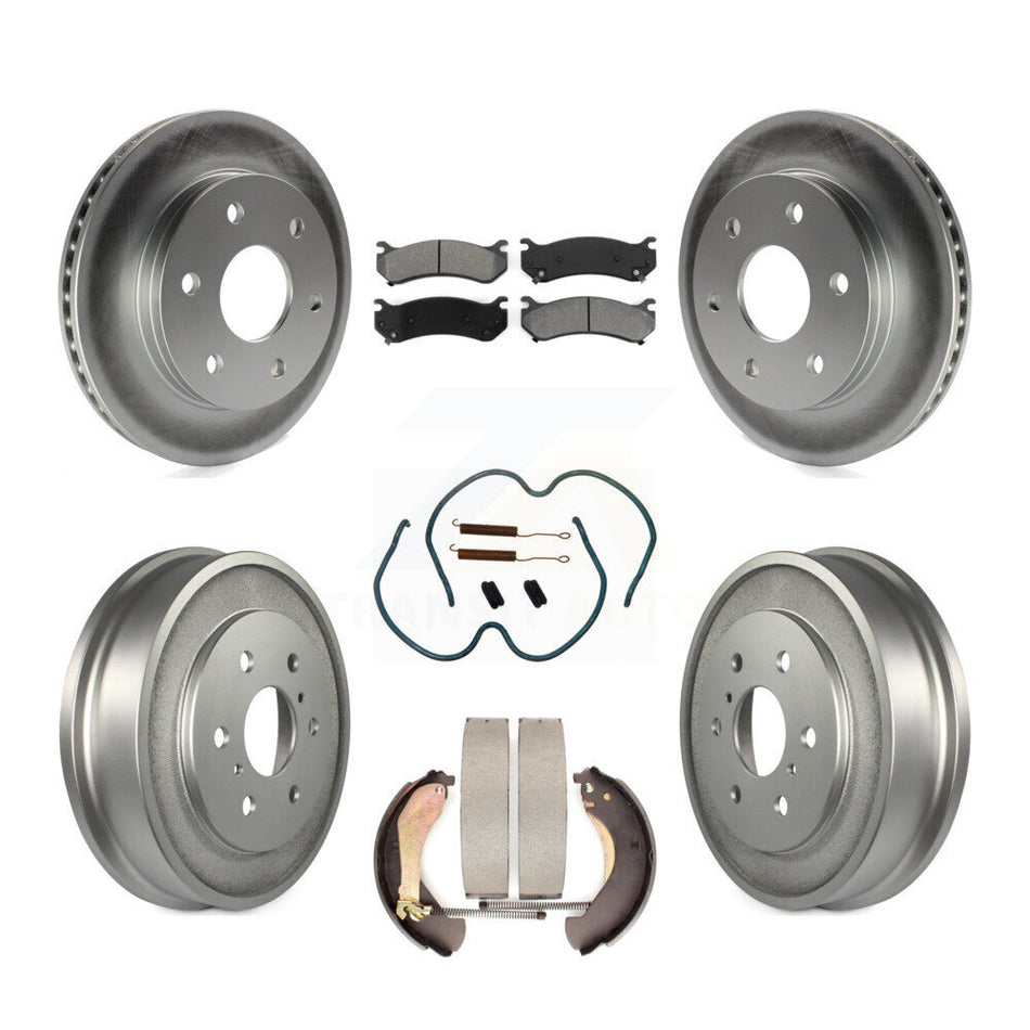 Front Rear Coated Disc Brake Rotors Semi-Metallic Pads And Drum Kit (7Pc) For Chevrolet Silverado 1500 GMC Sierra Classic KGS-101502