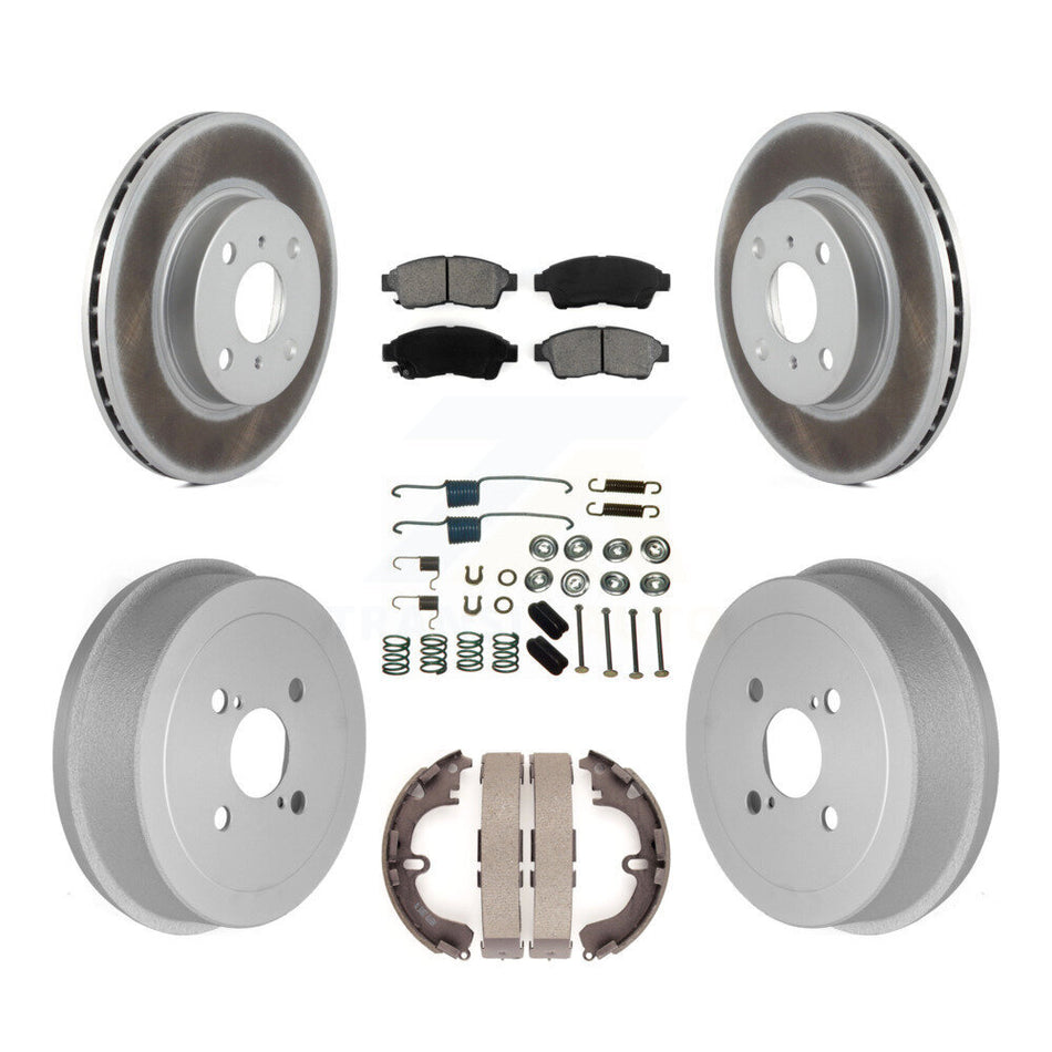 Front Rear Coated Disc Brake Rotors Semi-Metallic Pads And Drum Kit (7Pc) For 1993-1997 Toyota Corolla Geo Prizm KGS-101534