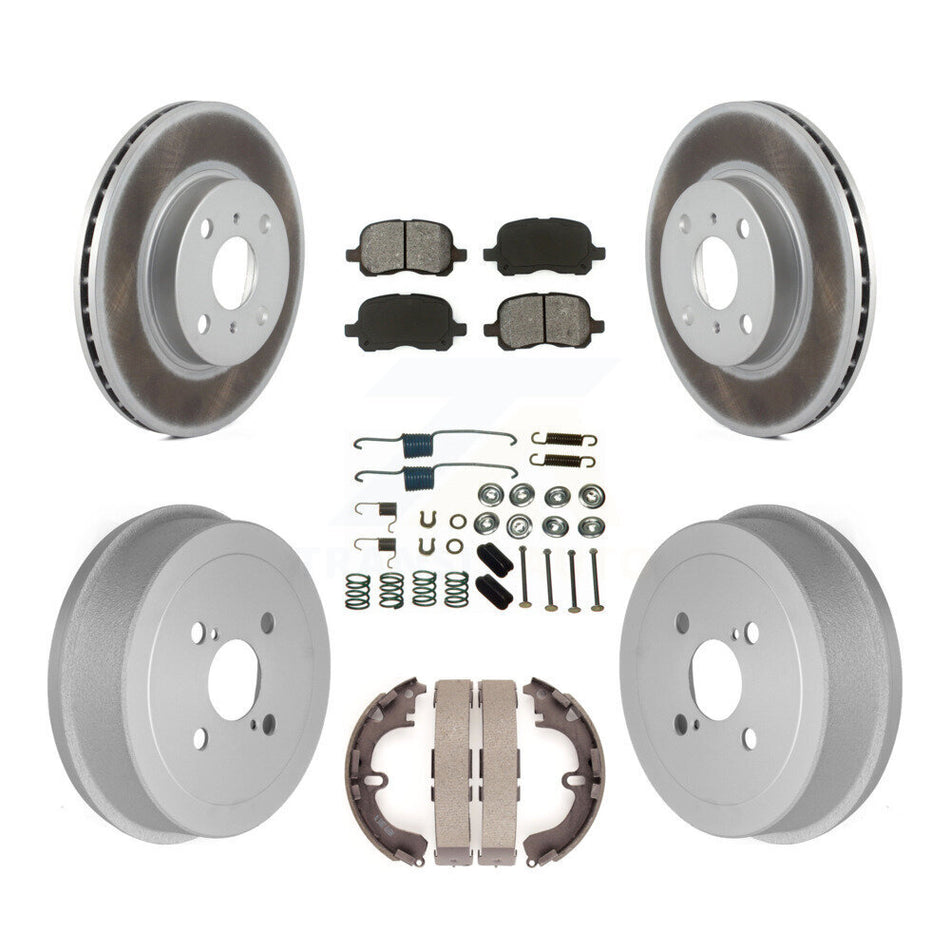 Front Rear Coated Disc Brake Rotors Semi-Metallic Pads And Drum Kit (7Pc) For Toyota Corolla Chevrolet Prizm KGS-101536