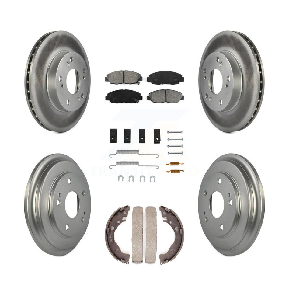Front Rear Coated Disc Brake Rotors Semi-Metallic Pads And Drum Kit (7Pc) For Honda Civic KGS-101544