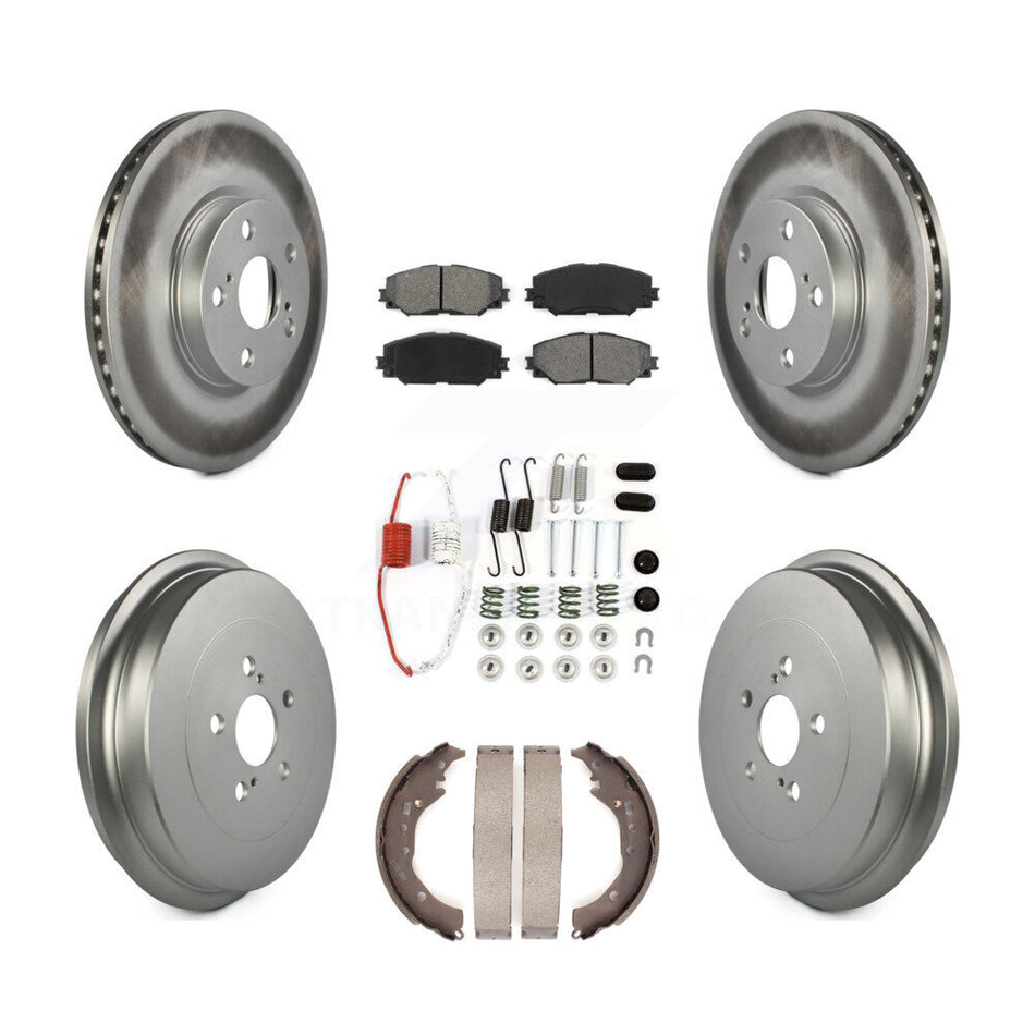 Front Rear Coated Disc Brake Rotors Semi-Metallic Pads And Drum Kit (7Pc) For Toyota Corolla KGS-101552