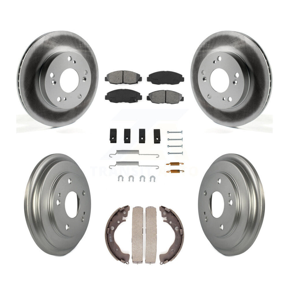 Front Rear Coated Disc Brake Rotors Semi-Metallic Pads And Drum Kit (7Pc) For Honda Civic KGS-101555