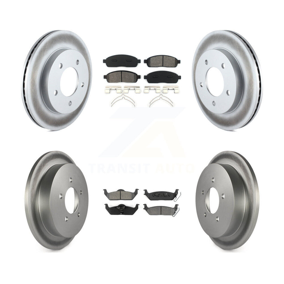 Front Rear Coated Disc Brake Rotors And Semi-Metallic Pads Kit For 2004 Ford F-150 4WD With 5 Lug Wheels 11th Digit Of Vin Is C KGS-101581