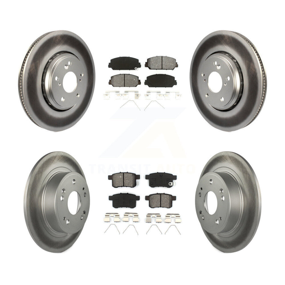 Front Rear Coated Disc Brake Rotors And Semi-Metallic Pads Kit For Honda Accord KGS-101587