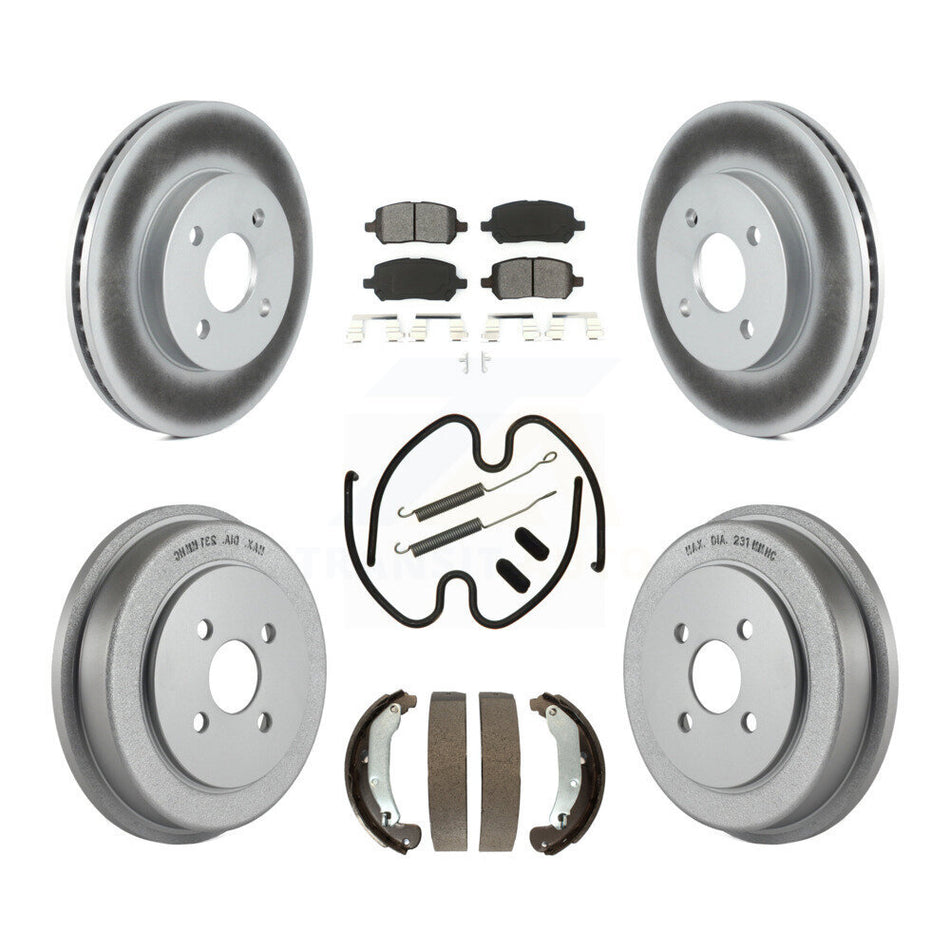 Front Rear Coated Disc Brake Rotors Semi-Metallic Pads And Drum Kit (7Pc) For Chevrolet Cobalt Saturn Ion Pontiac G5 Pursuit KGS-101595