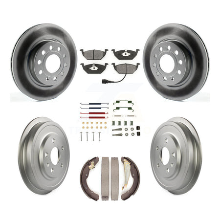 Front Rear Coated Disc Brake Rotors Semi-Metallic Pad Drum Kit (7Pc) For Volkswagen Jetta KGS-101617