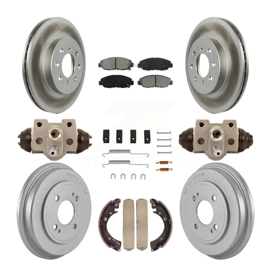 Front Rear Coated Disc Brake Rotors Semi-Metallic Pads And Drum Kit (9Pc) For Honda Civic KGS-101627