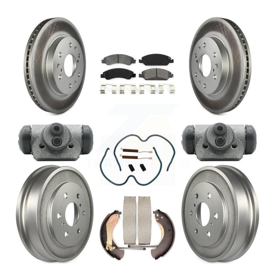 Front Rear Coated Disc Brake Rotors Semi-Metallic Pads And Drum Kit (9Pc) For Chevrolet Silverado 1500 GMC Sierra Classic KGS-101654