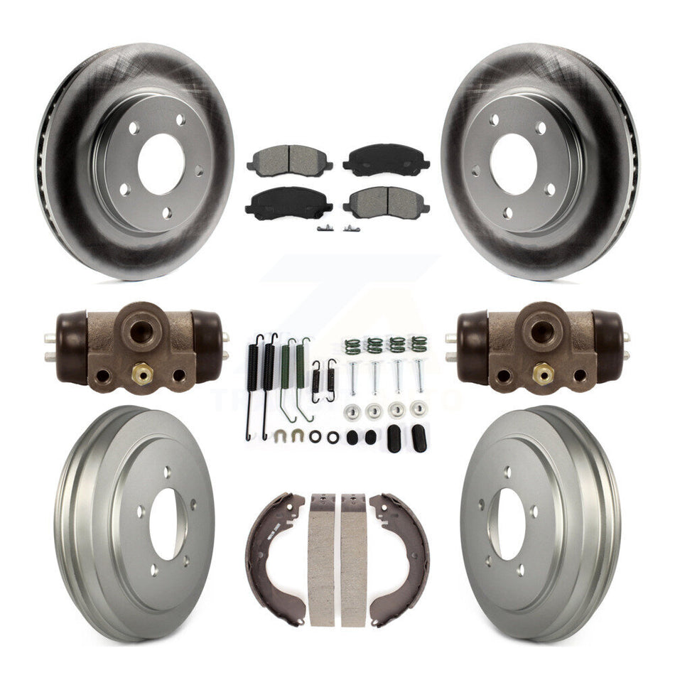 Front Rear Coated Disc Brake Rotors Semi-Metallic Pads And Drum Kit (9Pc) For Dodge Caliber KGS-101668