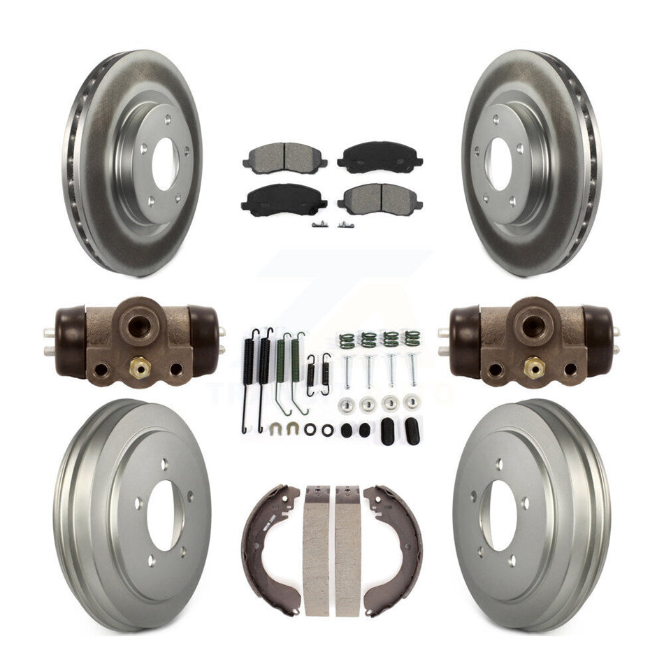 Front Rear Coated Disc Brake Rotors Semi-Metallic Pads And Drum Kit (9Pc) For Jeep Patriot Compass Dodge Caliber Chrysler Sebring Avenger KGS-101669