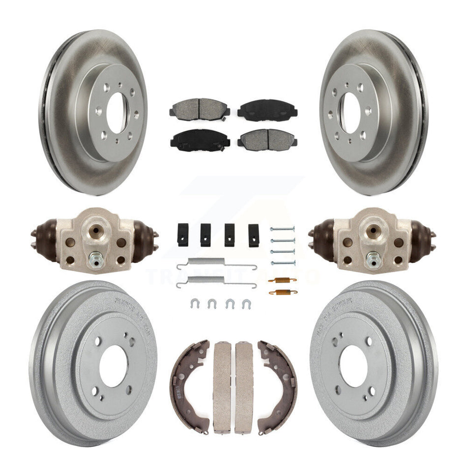 Front Rear Coated Disc Brake Rotors Semi-Metallic Pads And Drum Kit (9Pc) For Honda Insight KGS-101670