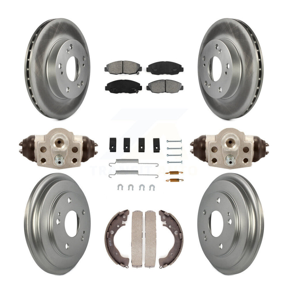 Front Rear Coated Disc Brake Rotors Semi-Metallic Pads And Drum Kit (9Pc) For Honda Civic KGS-101673