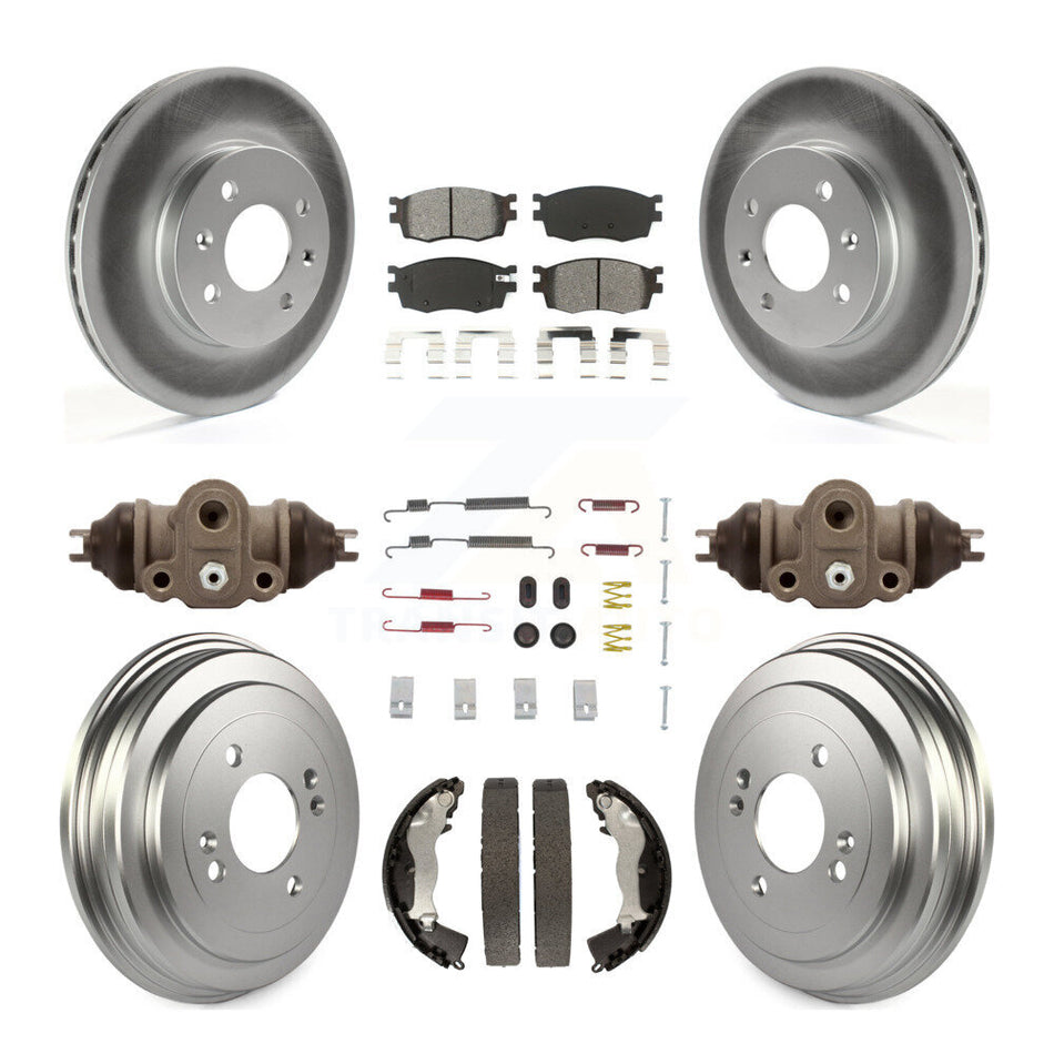 Front Rear Coated Disc Brake Rotors Semi-Metallic Pads And Drum Kit (9Pc) For Hyundai Accent Kia Rio Rio5 KGS-101675