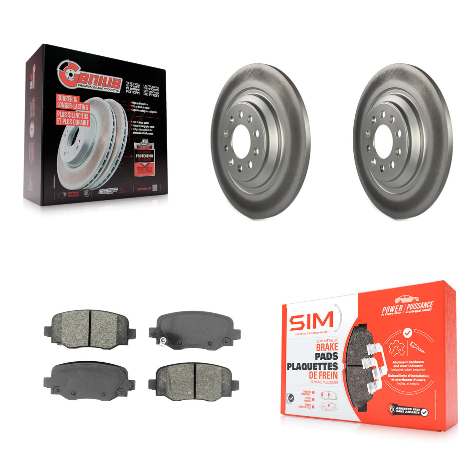 Rear Coated Disc Brake Rotors And Semi-Metallic Pads Kit For 2014-2021 Jeep Cherokee With Dual Piston Front Caliper KGS-101682