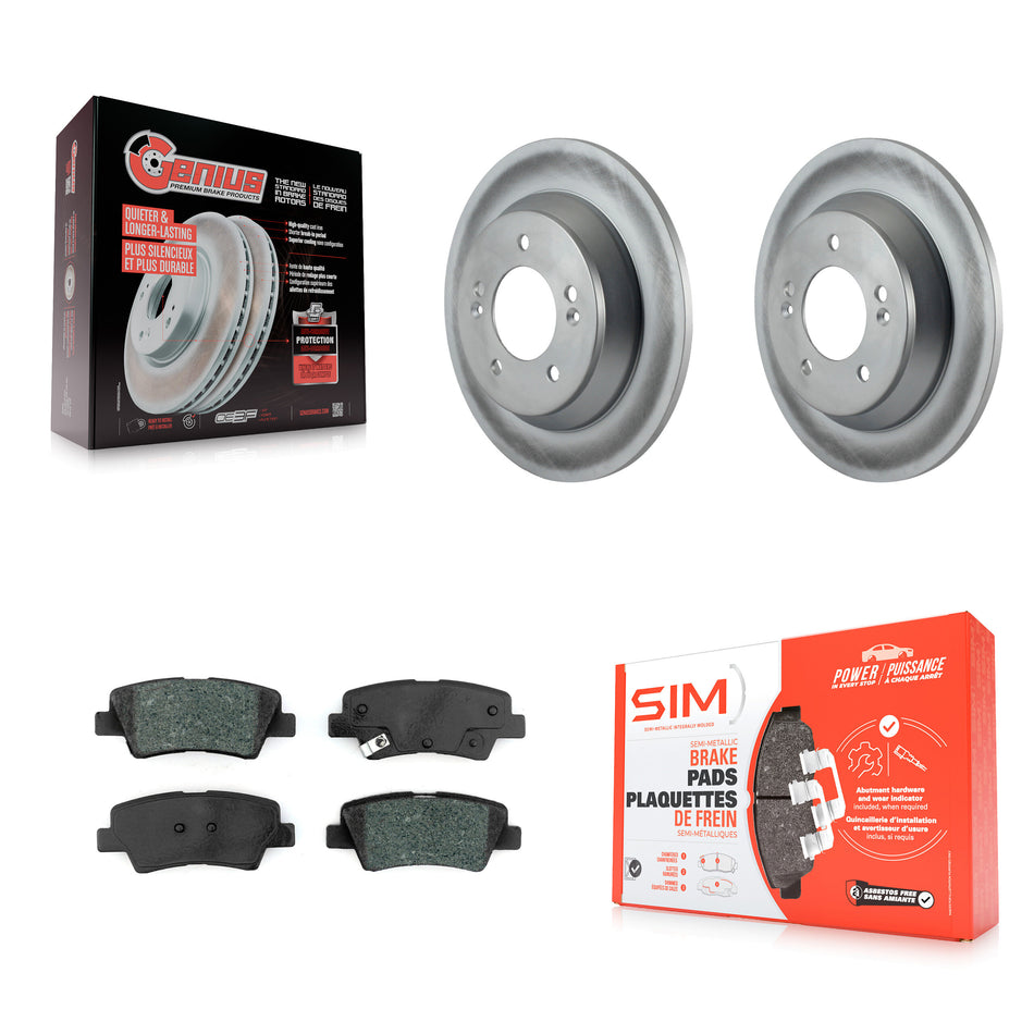 Rear Coated Disc Brake Rotors And Semi-Metallic Pads Kit For 2014-2017 Kia Rondo With Manual Parking KGS-101698